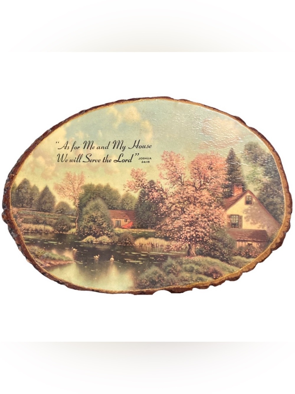 Rustic Art Plaque Dickson’s Inc. Cottage Decoupage “As for me” Vintage 12”x7.5”